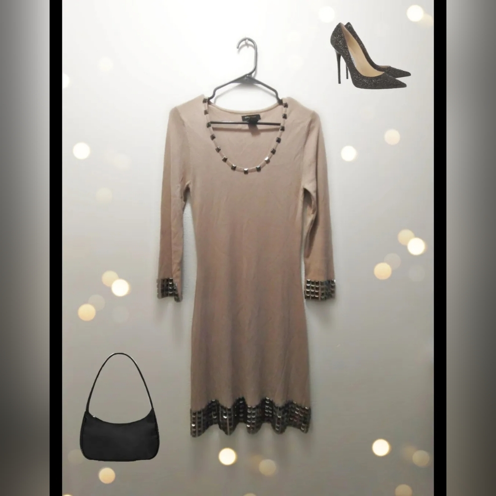 BCBG Max Azria Studded Long Sleeve Dress Size M